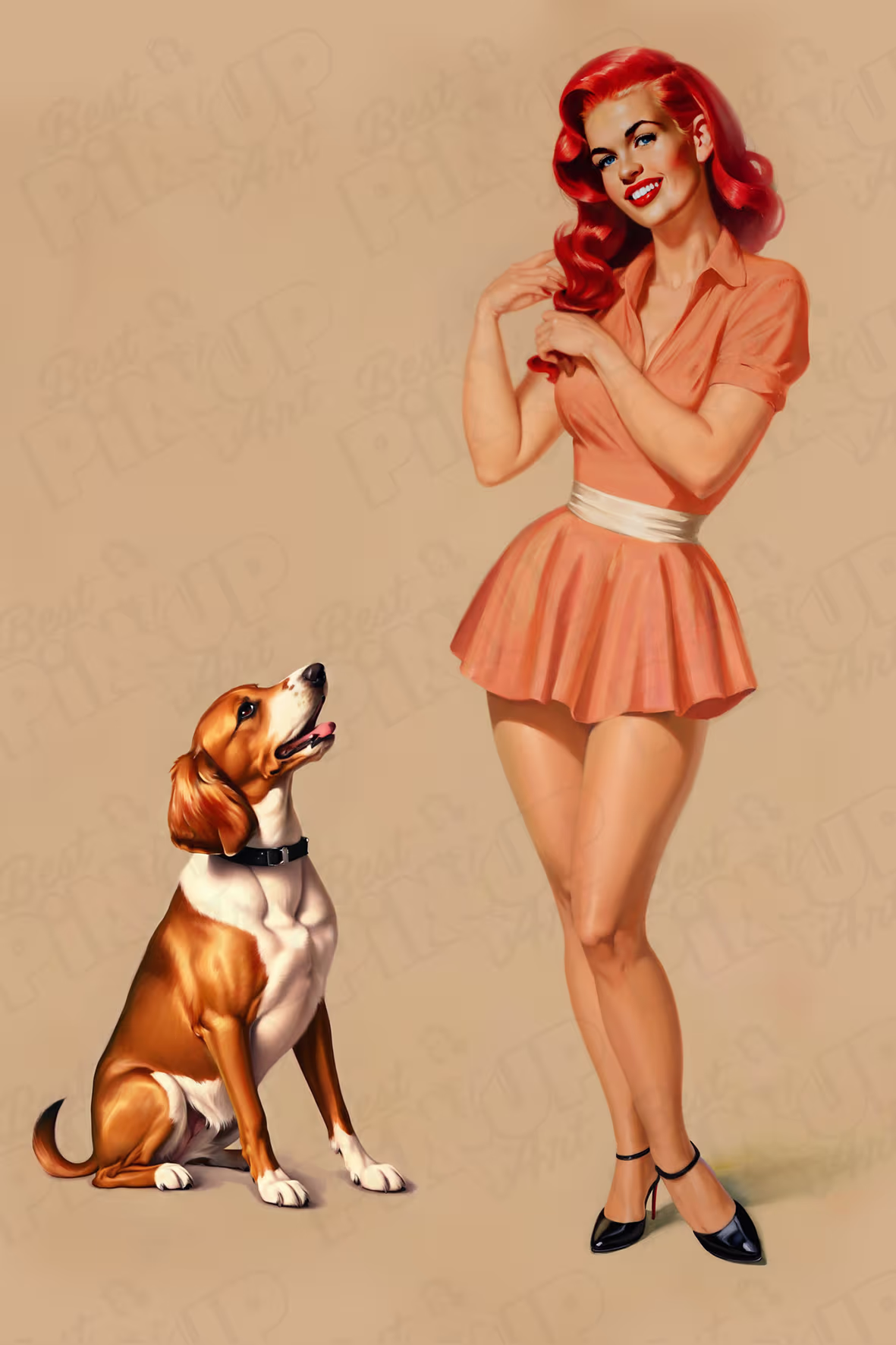 Kiki #3 - Elegant Stroll with Dog 1950s Pin-Up Portrait