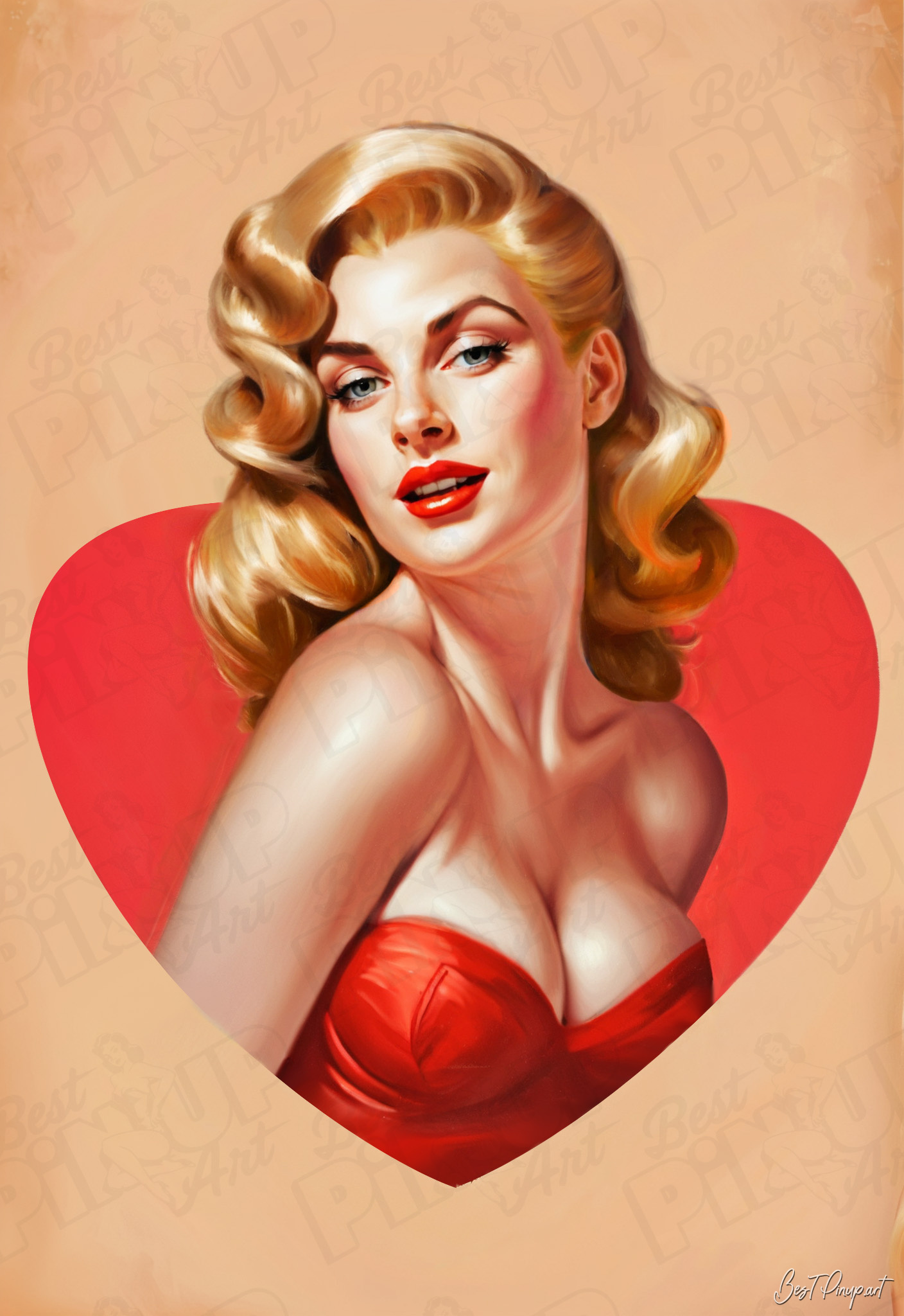 Order Your Custom Pin-up Portrait - Grace #1 - Heartfelt Elegance | Vintage-Style Art for Sale