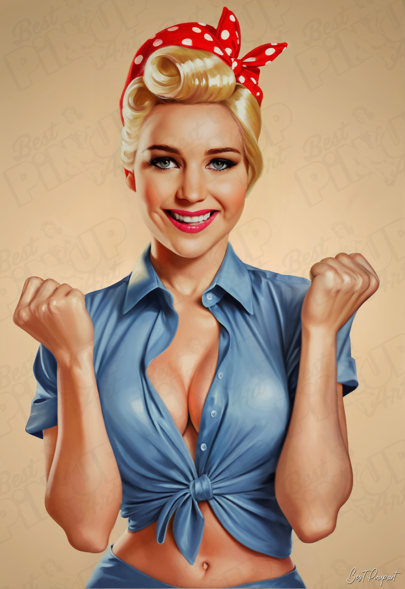Order Your Custom Pin-up Portrait - Jennifer #3: Jennifer the Confident Motivator | Vintage-Style Art for Sale