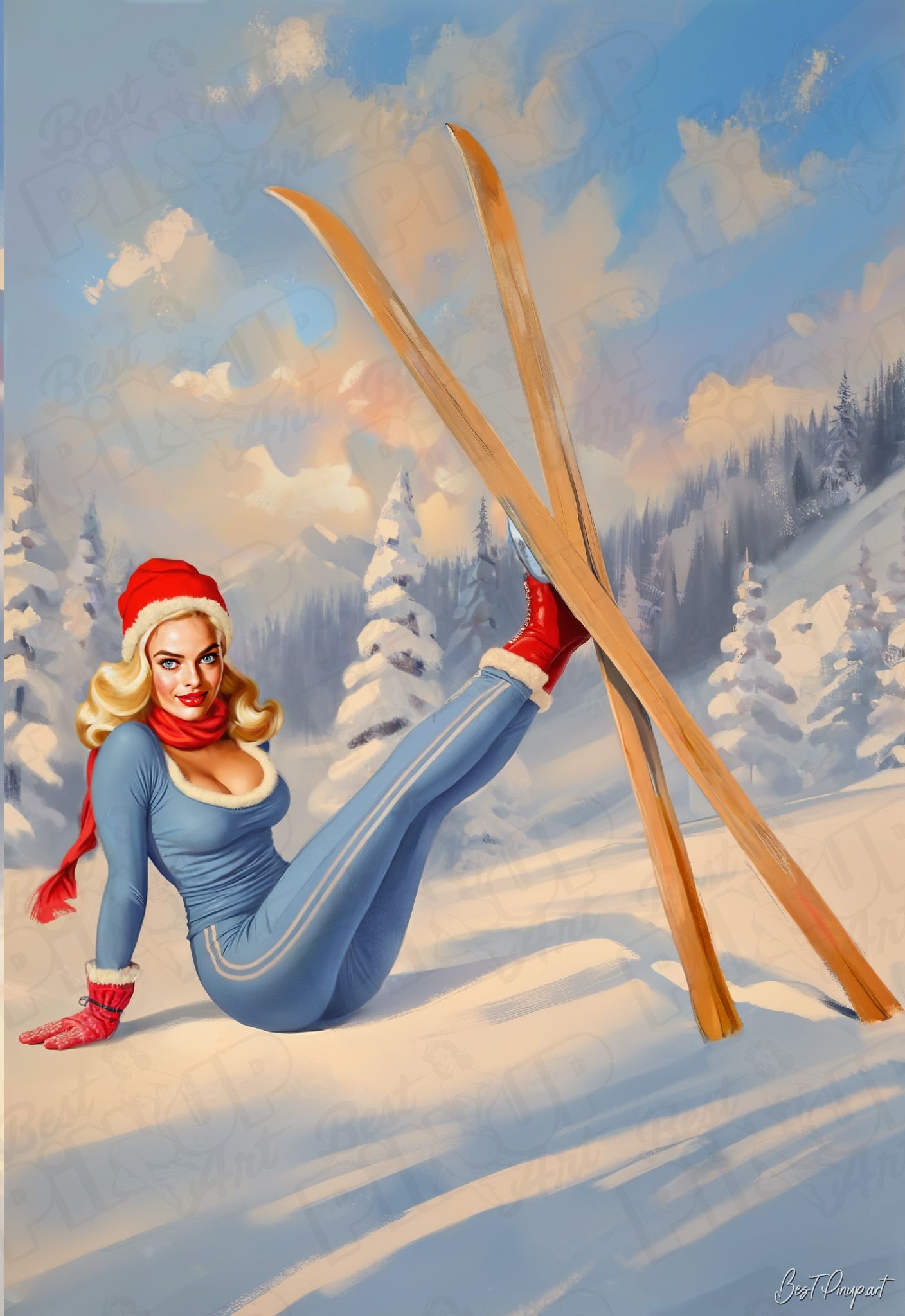 Custom Pinup Portrait of Margot #2: Après-Ski Fun – Premium Art at BestPinup.art